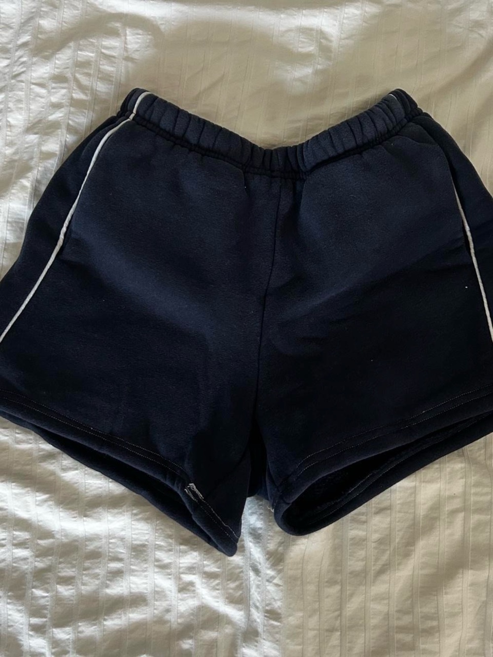 Edikted Women's Navy Sweatshorts with White Piping